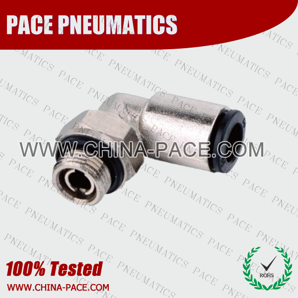 BSPP Male Elbow Brass Body Push In Fittings With Plastic Sleeve, Nickel Plated Brass Push in Fittings
